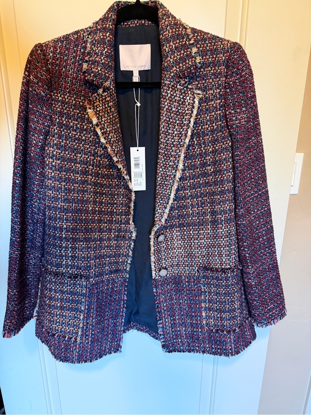 NWT Rebecca Taylor Multicolor Fringe Tweed Blazer Jacket Size 4